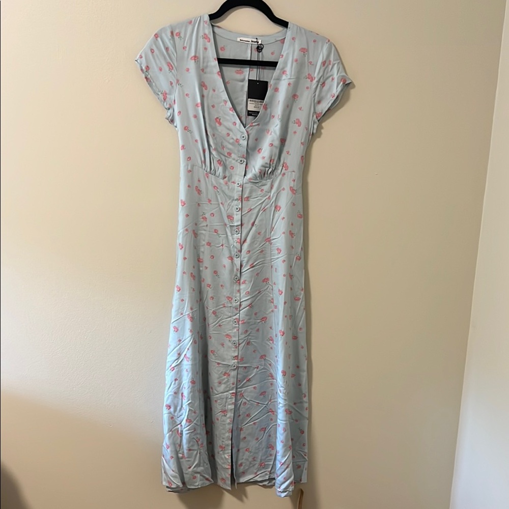 Reformation Naveen Dress - Air, Light Blue V-Neck Maxi Sundress